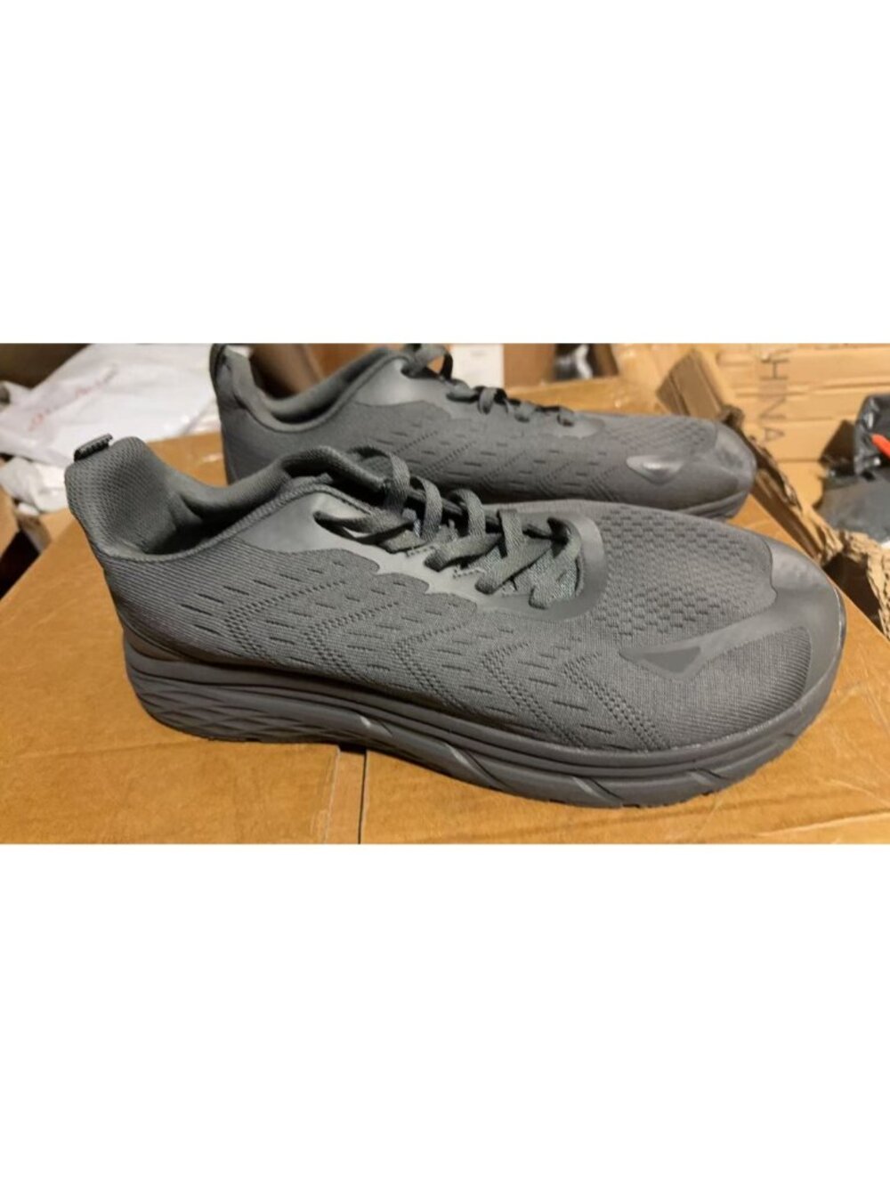 US SIZE 15,Men's Dark Grey Mesh Thick Platform Cushioned Running Sports Sneakers